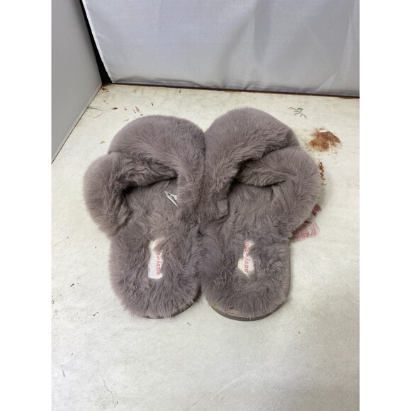EASY SPIRIT L (8-9) Lavender Purple Faur Fur Slide Slippers EUC Crisscross - Picture 3 of 7